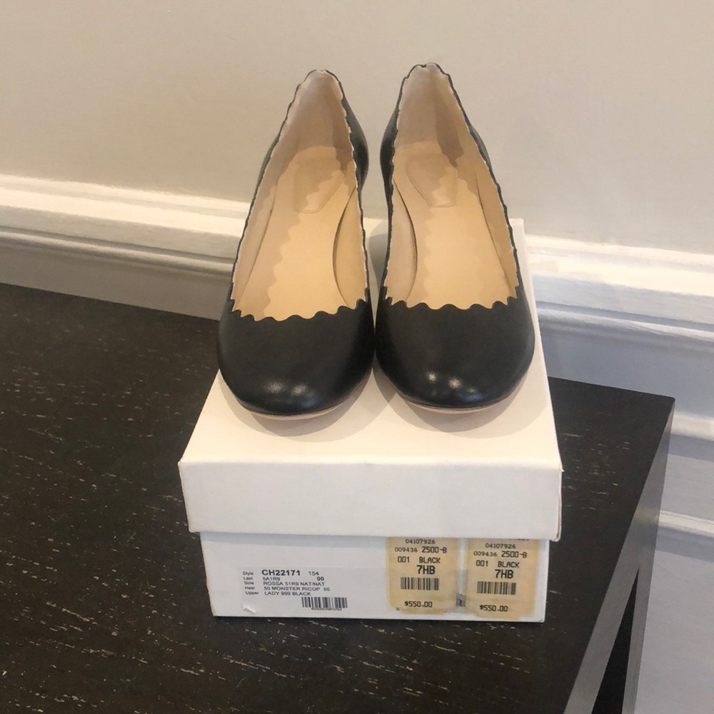 Chloe black block heels. Never worn, brand new with box.